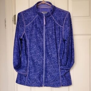 Mondetta Athletic Full Zip Jacket Dual Pockets Long Sleeves Stretch Purple Med